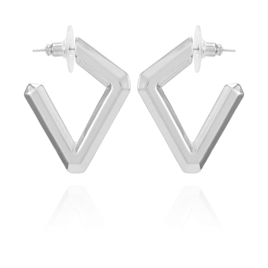 Vince Camuto Diamond Shaped Hoop Earrings Silver Tone