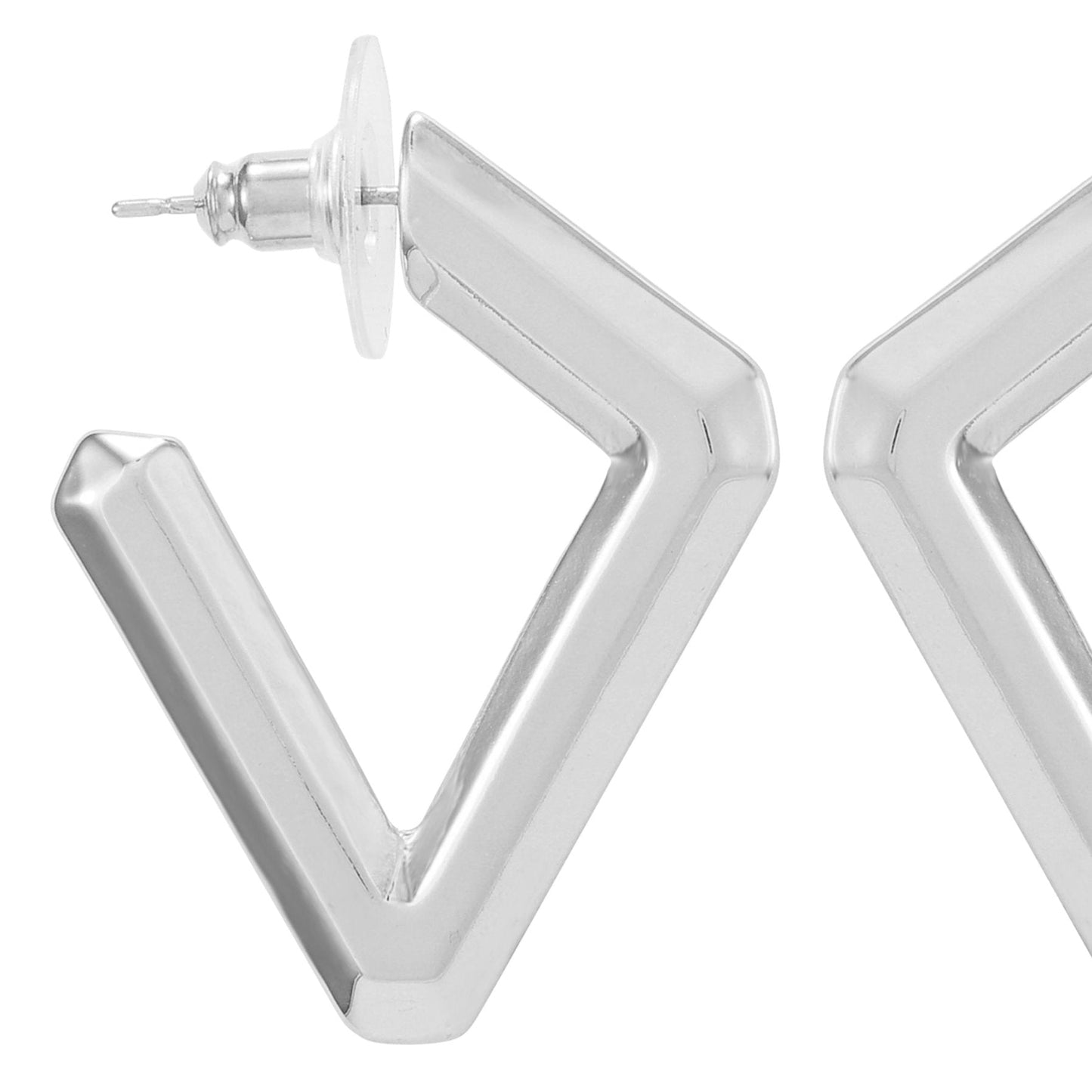 Vince Camuto Diamond Shaped Hoop Earrings Silver Tone
