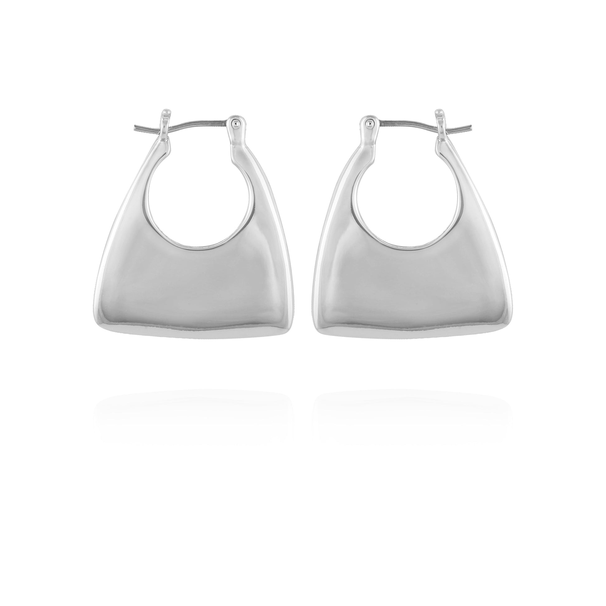 Vince Camuto Silvertone Purse Click Hoop Earrings Silver Tone