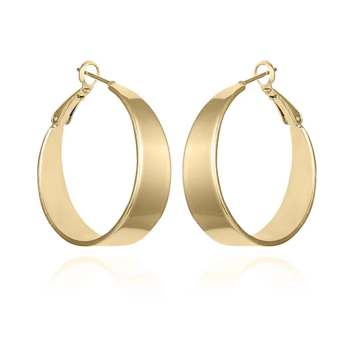 Vince Camuto Band Thick Hoop Earrings Gold Tone