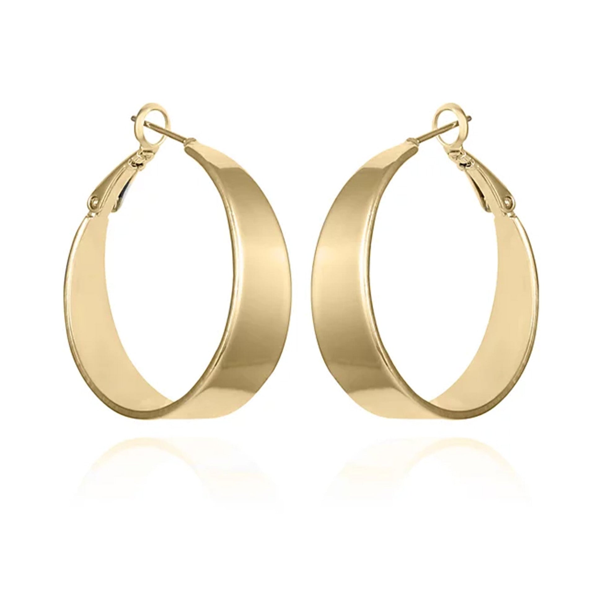 Vince Camuto Band Thick Hoop Earrings Gold Tone