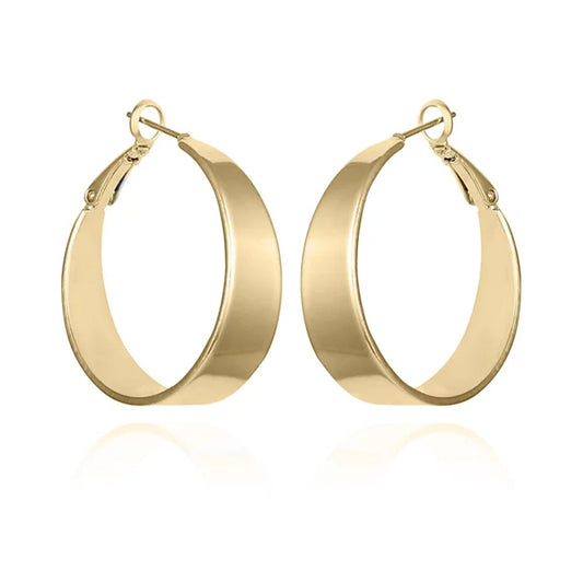 Vince Camuto Band Thick Hoop Earrings Gold Tone