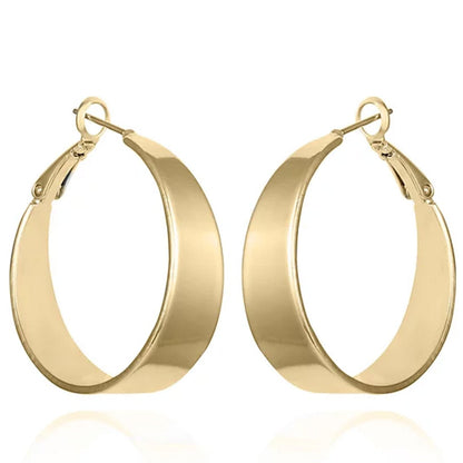 Vince Camuto Band Thick Hoop Earrings Gold Tone