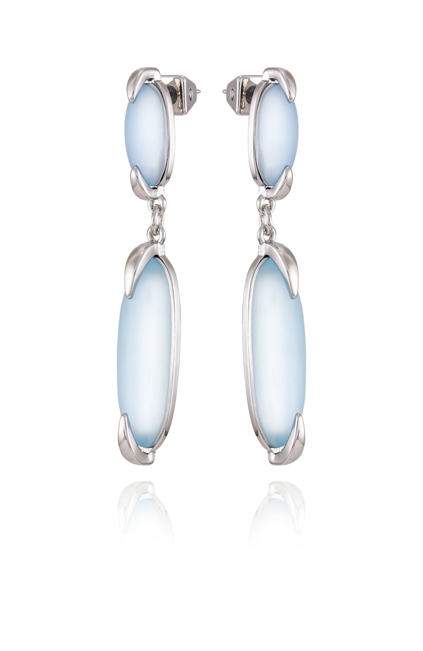 Vince Camuto Silvertone & Blue Stone Drop Earrings Silver Tone