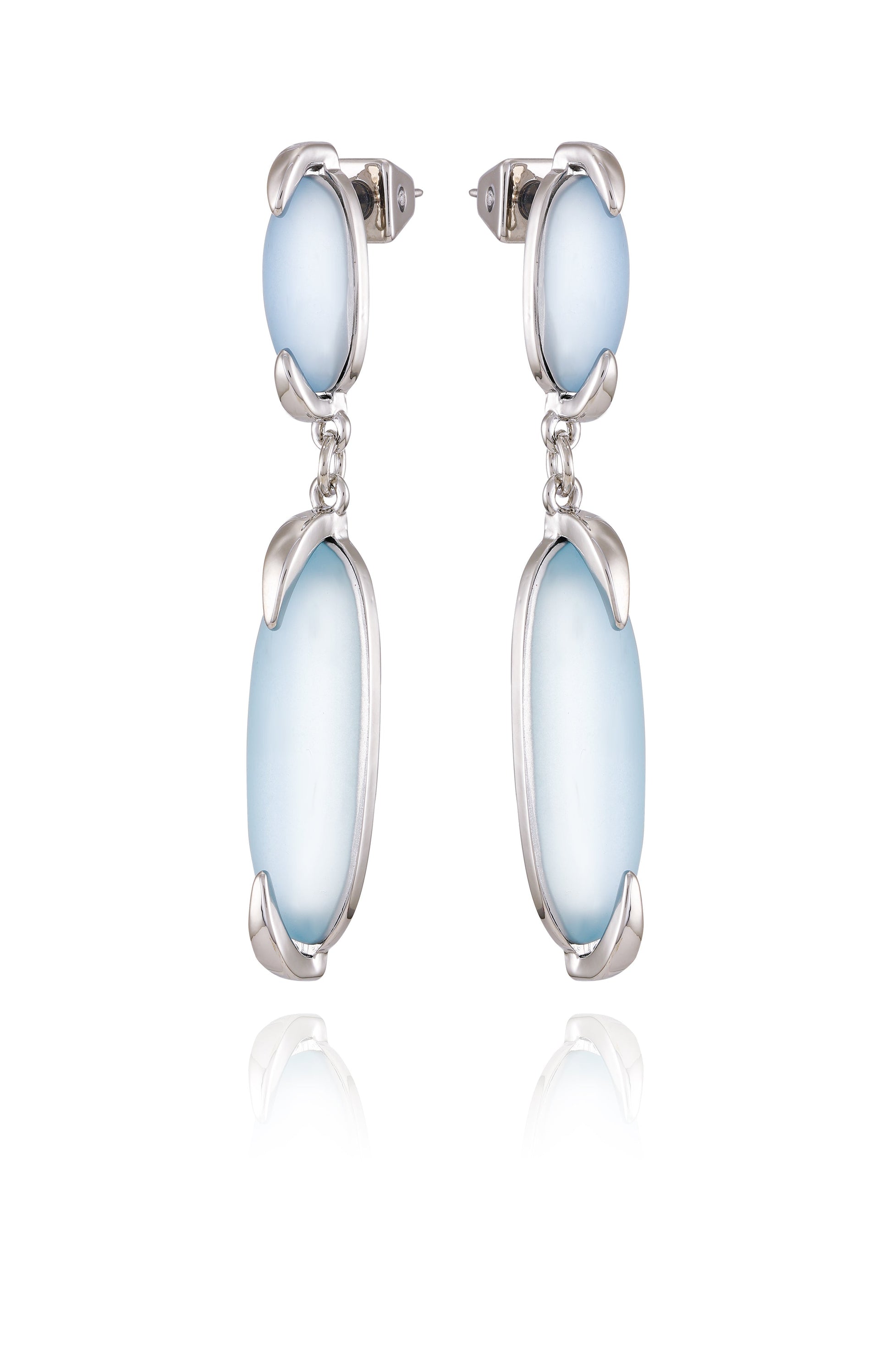 Vince Camuto Silvertone & Blue Stone Drop Earrings Silver Tone