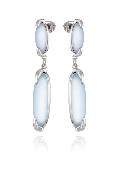 Vince Camuto Silvertone & Blue Stone Drop Earrings Silver Tone