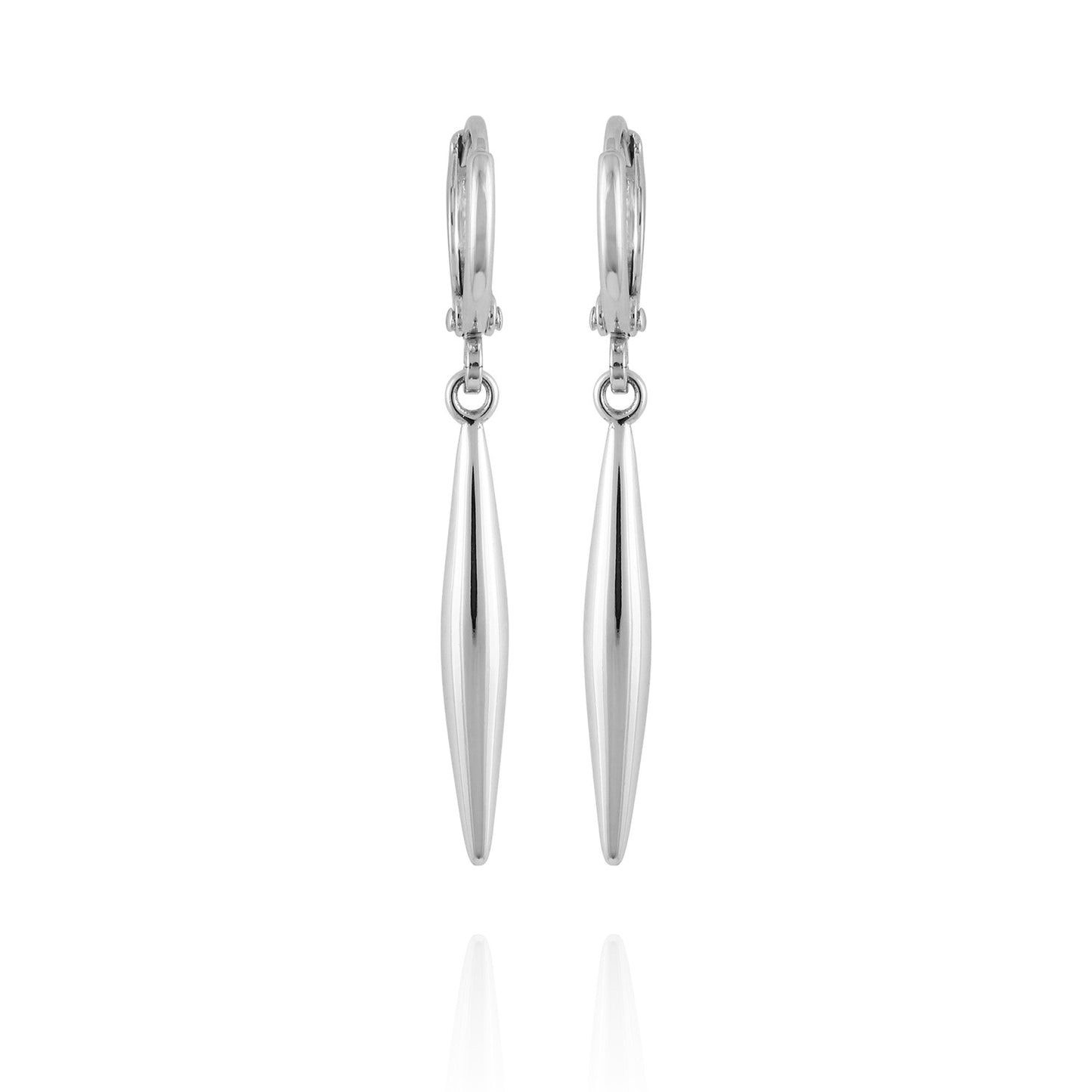 Vince Camuto Silvertone Spear Dangle Huggie Hoop Drop Earrings Silver Tone