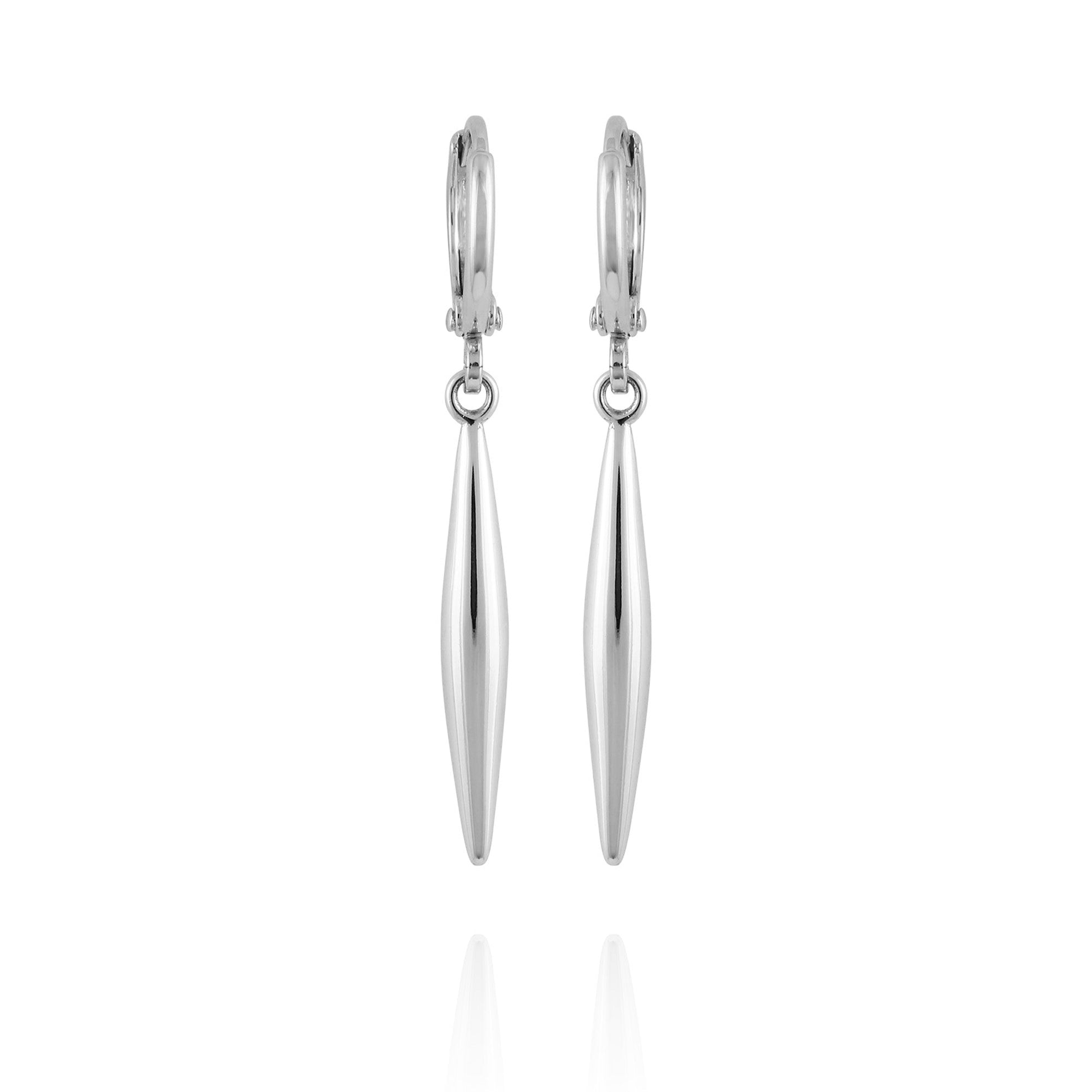 Vince Camuto Silvertone Spear Dangle Huggie Hoop Drop Earrings Silver Tone