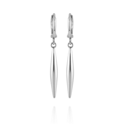Vince Camuto Silvertone Spear Dangle Huggie Hoop Drop Earrings Silver Tone