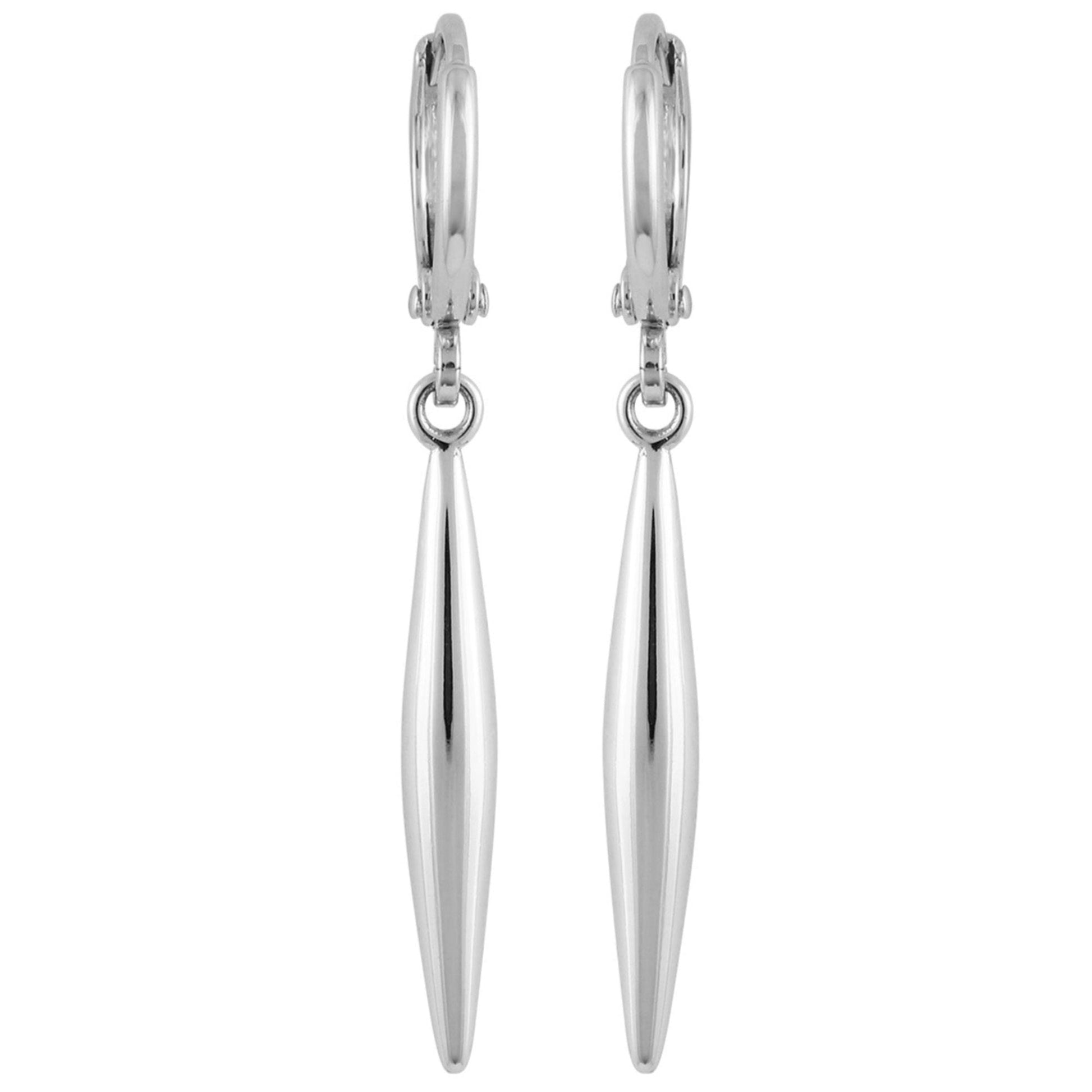 Vince Camuto Silvertone Spear Dangle Huggie Hoop Drop Earrings Silver Tone