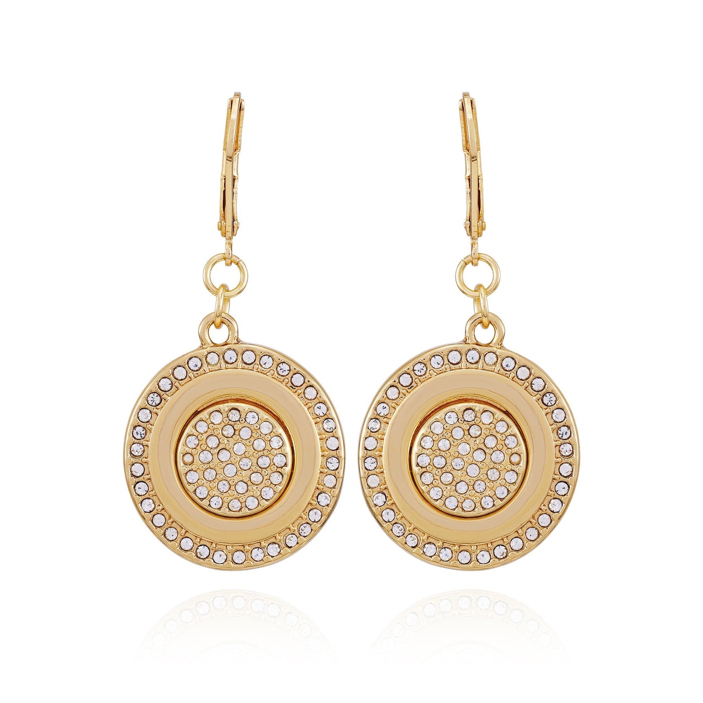 Vince Camuto Goldtone Pave Stone Coin Drop Earrings Gold Tone
