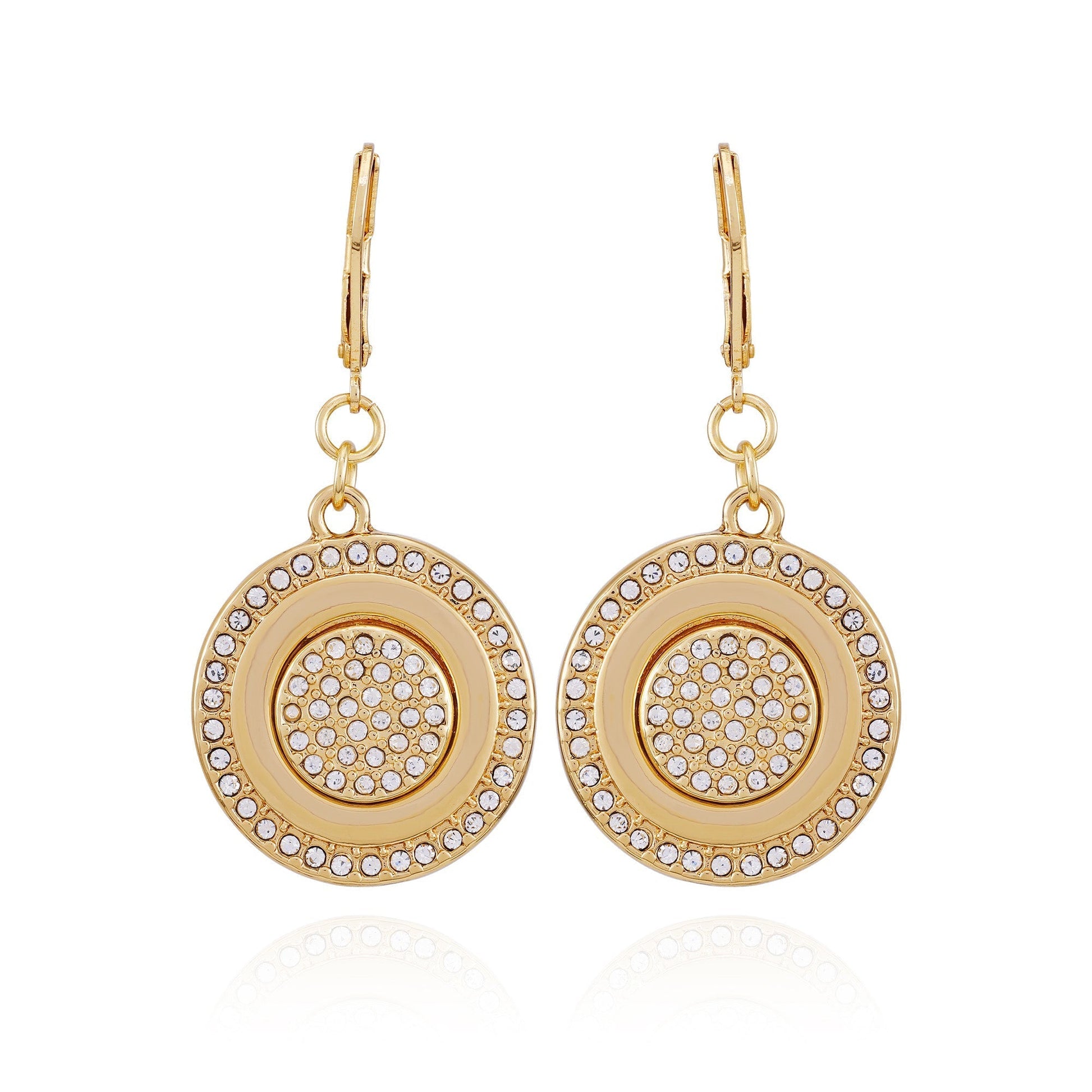 Vince Camuto Goldtone Pave Stone Coin Drop Earrings Gold Tone