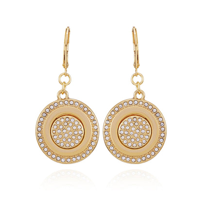 Vince Camuto Goldtone Pave Stone Coin Drop Earrings Gold Tone
