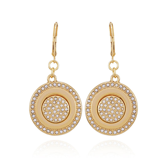 Vince Camuto Goldtone Pave Stone Coin Drop Earrings Gold Tone