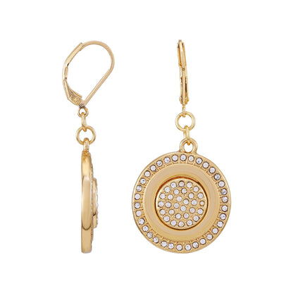 Vince Camuto Goldtone Pave Stone Coin Drop Earrings Gold Tone