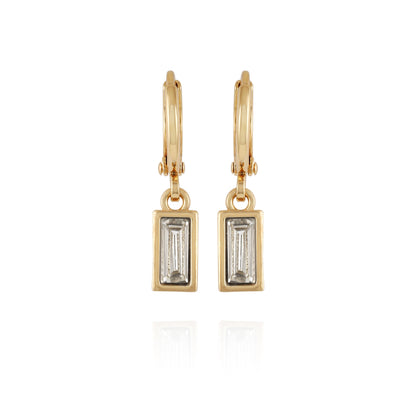 Vince Camuto Rectangular Glass Stone Huggie Drop Earrings Gold Tone