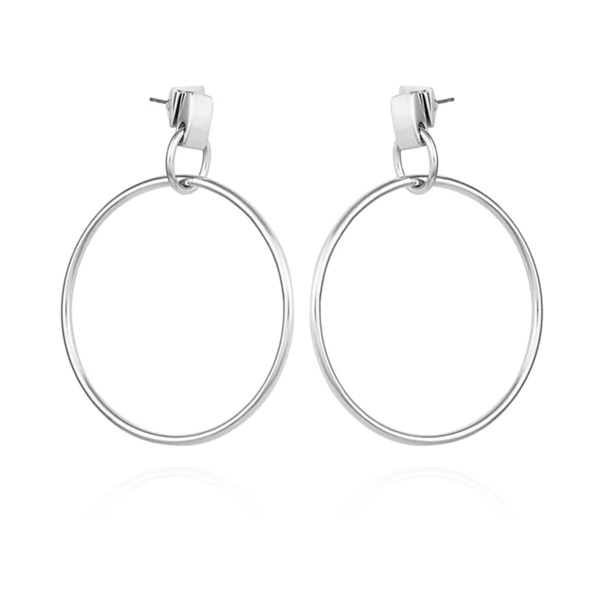 Vince Camuto Silvertone Hoop Drop Earrings Silver Tone