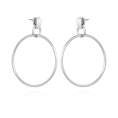 Vince Camuto Silvertone Hoop Drop Earrings Silver Tone