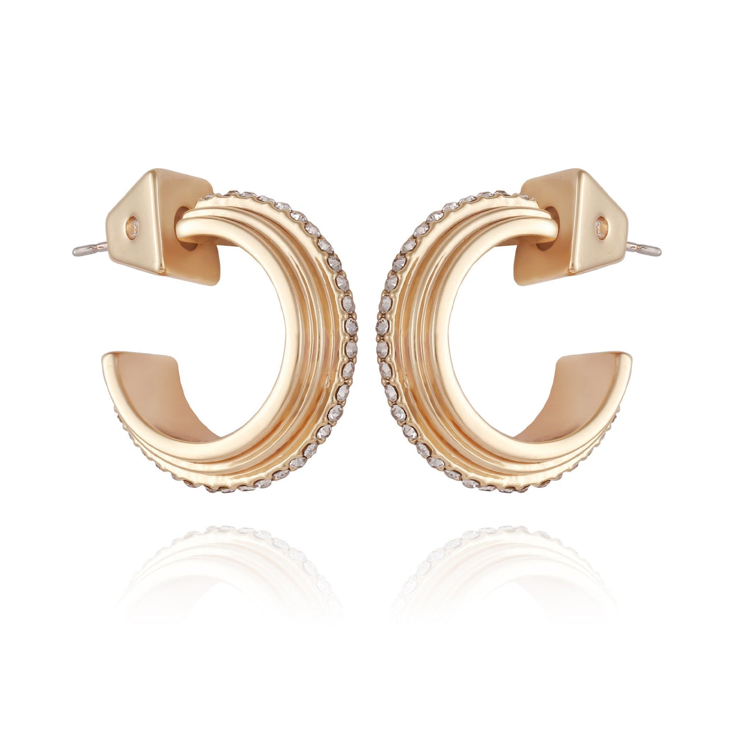 Vince Camuto 14K Goldtone Crystal Huggie Hoop Earring Gold Tone