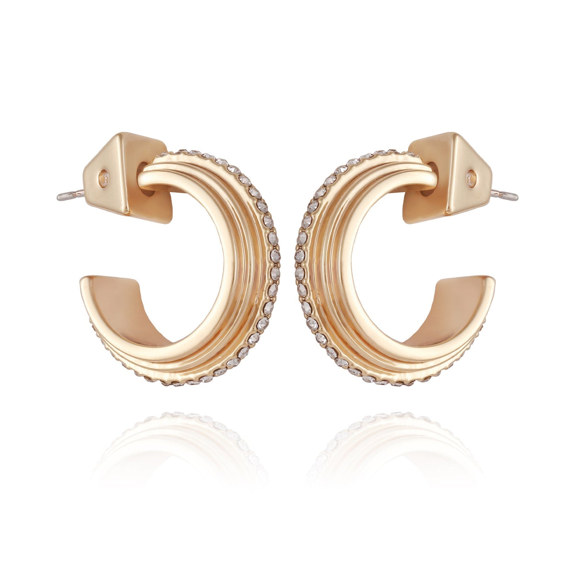 Vince Camuto 14K Goldtone Crystal Huggie Hoop Earring Gold Tone
