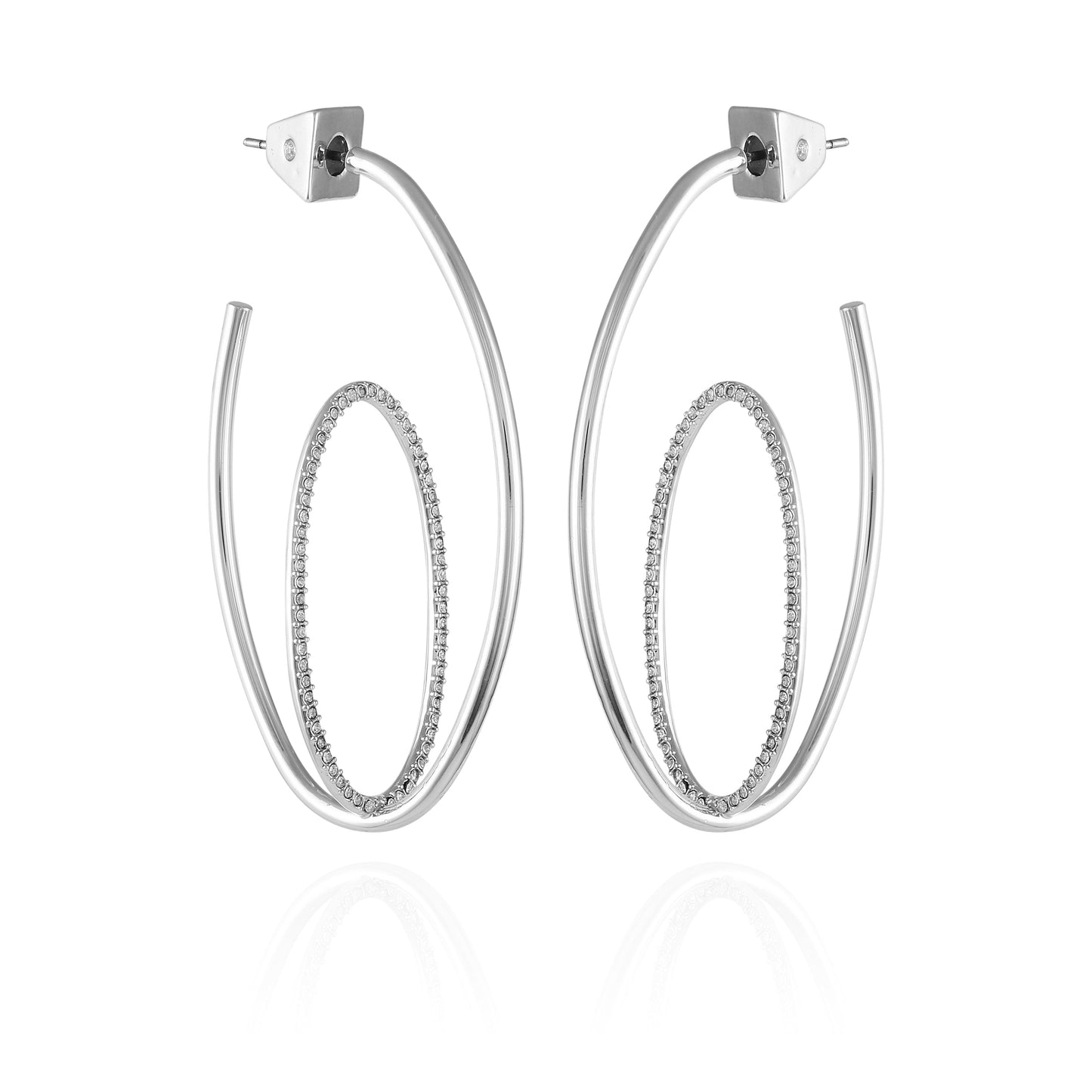 Vince Camuto Silvertone Orbital Double Hoop Earrings Silver Tone