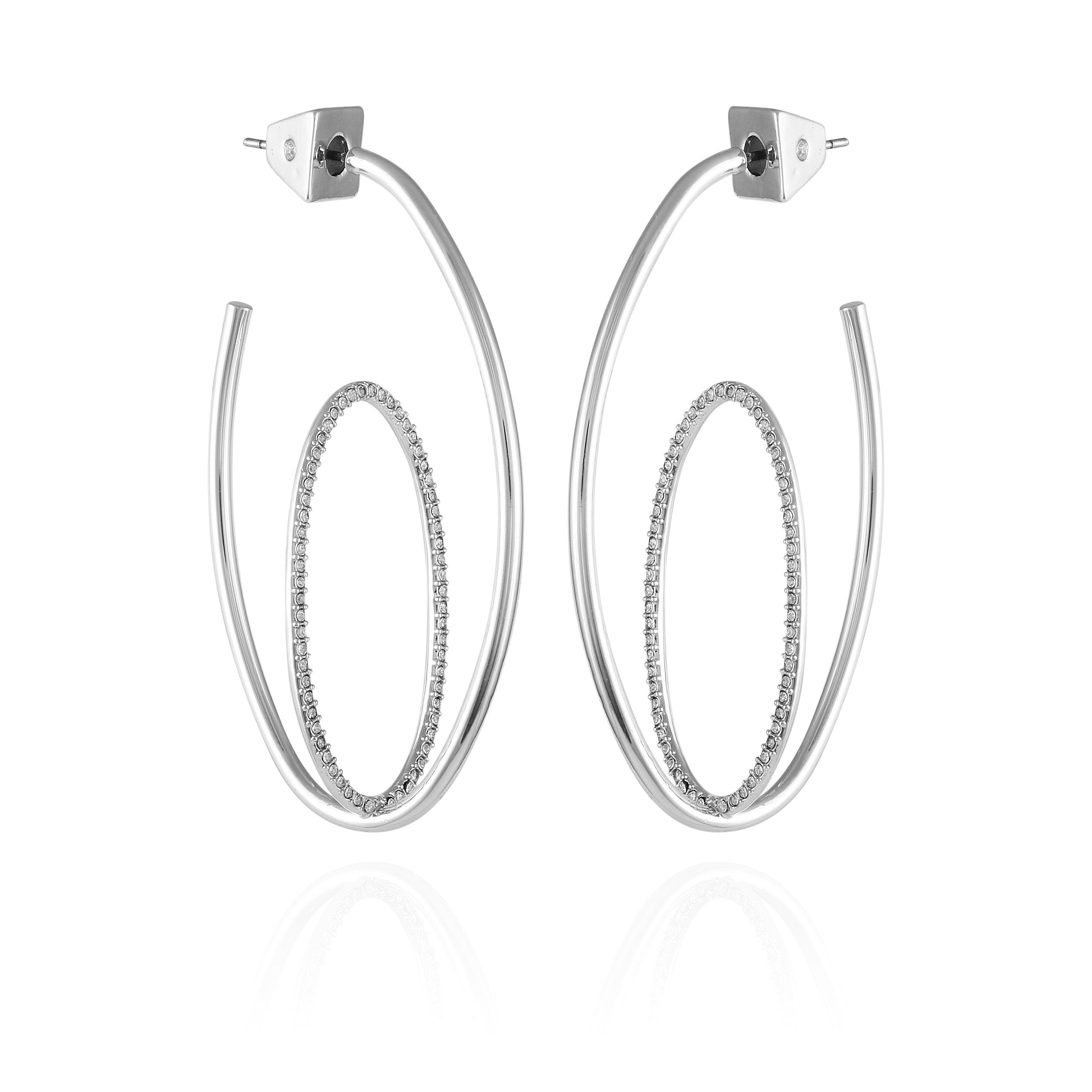 Vince Camuto Silvertone Orbital Double Hoop Earrings Silver Tone