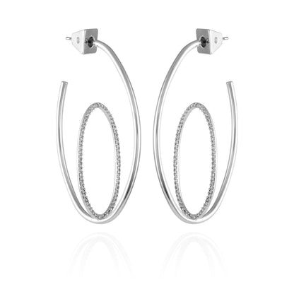 Vince Camuto Silvertone Orbital Double Hoop Earrings Silver Tone