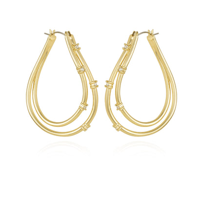 Vince Camuto Goldtone Double Oval Hoop Earrings Gold Tone