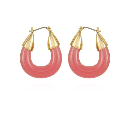 Vince Camuto Goldtone Pink Candy Hoop Earrings Gold Tone