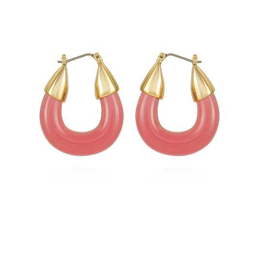 Vince Camuto Goldtone Pink Candy Hoop Earrings Gold Tone