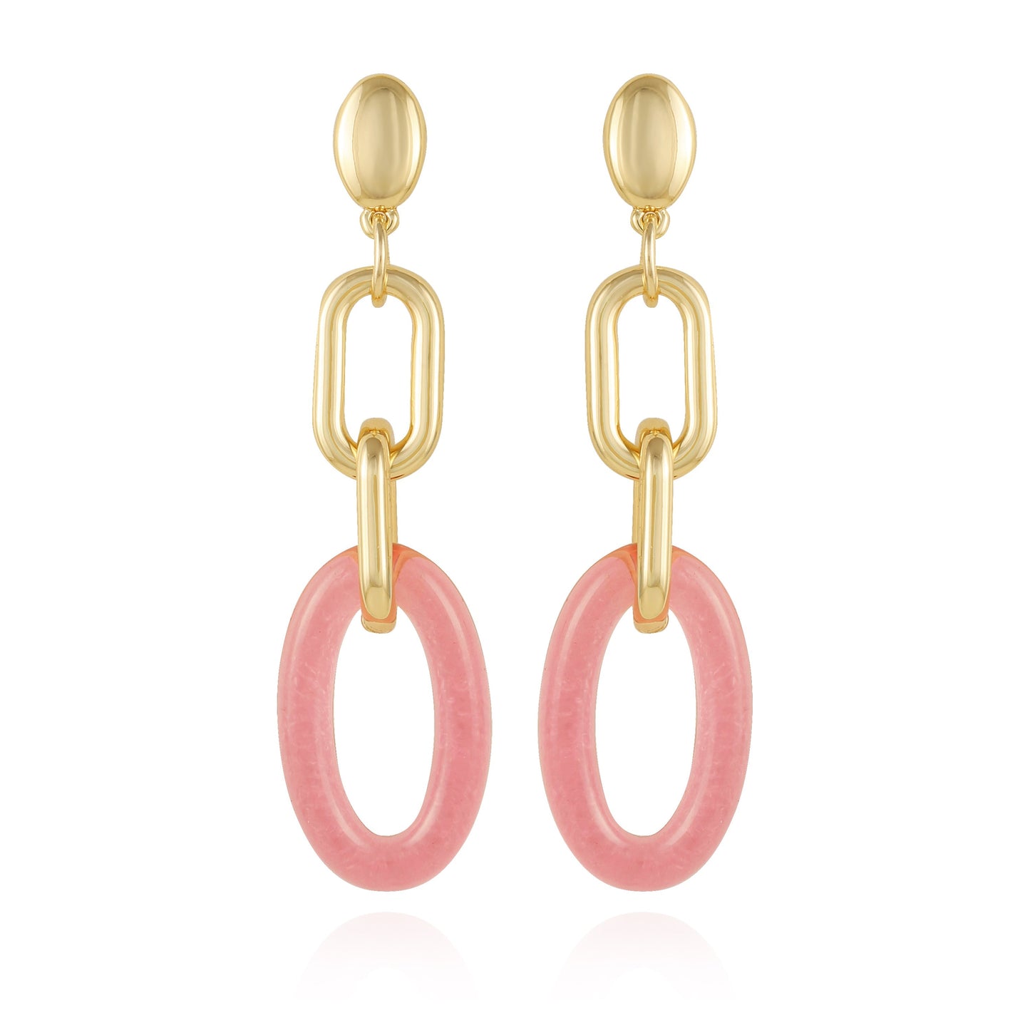 Vince Camuto Goldtone Pink Candy Interlocking Drop Earrings Gold Tone