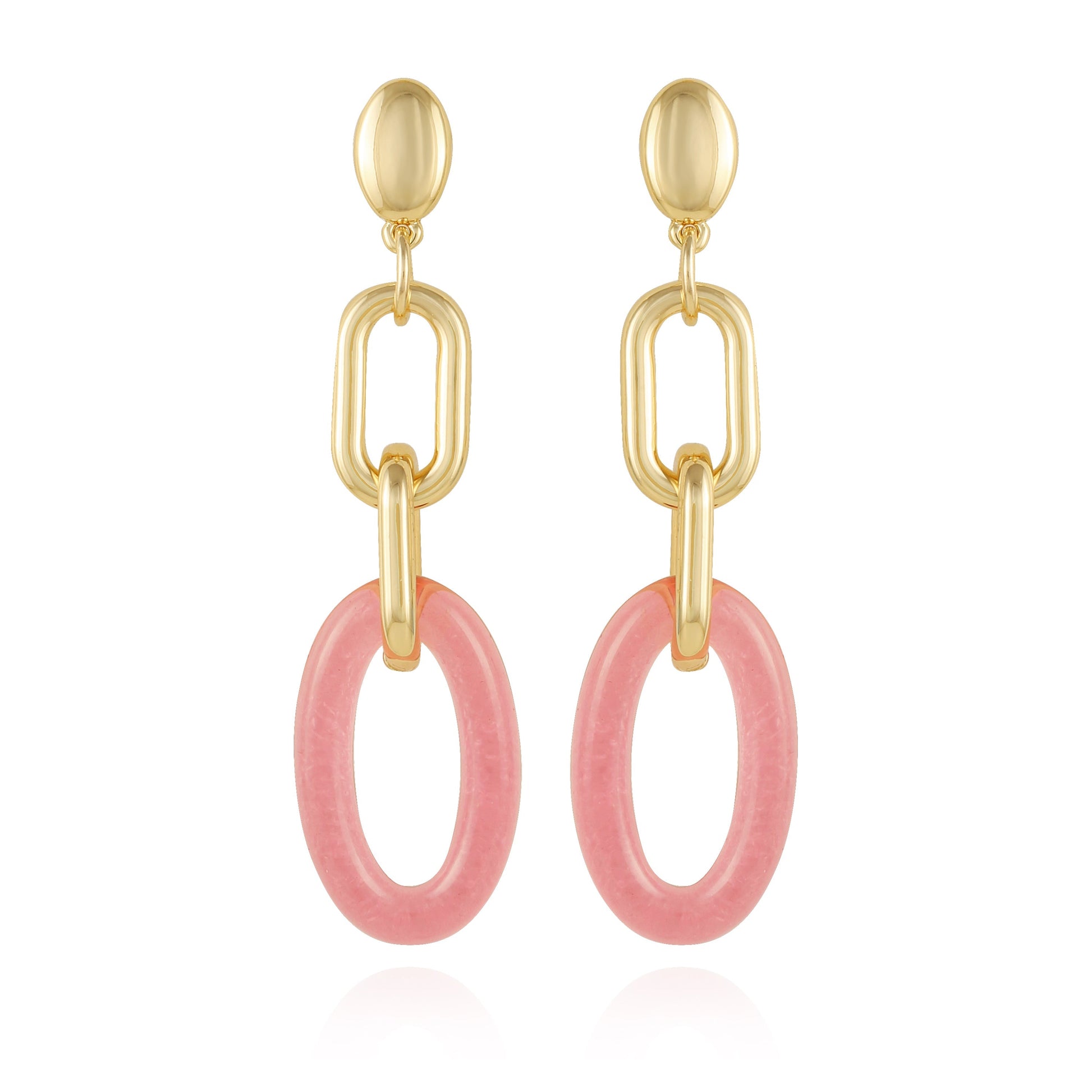 Vince Camuto Goldtone Pink Candy Interlocking Drop Earrings Gold Tone