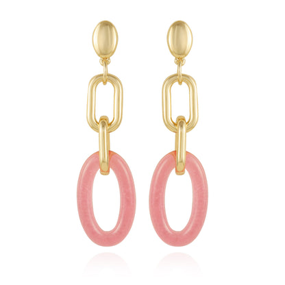 Vince Camuto Goldtone Pink Candy Interlocking Drop Earrings Gold Tone