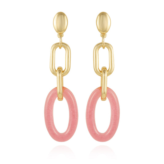 Vince Camuto Goldtone Pink Candy Interlocking Drop Earrings Gold Tone