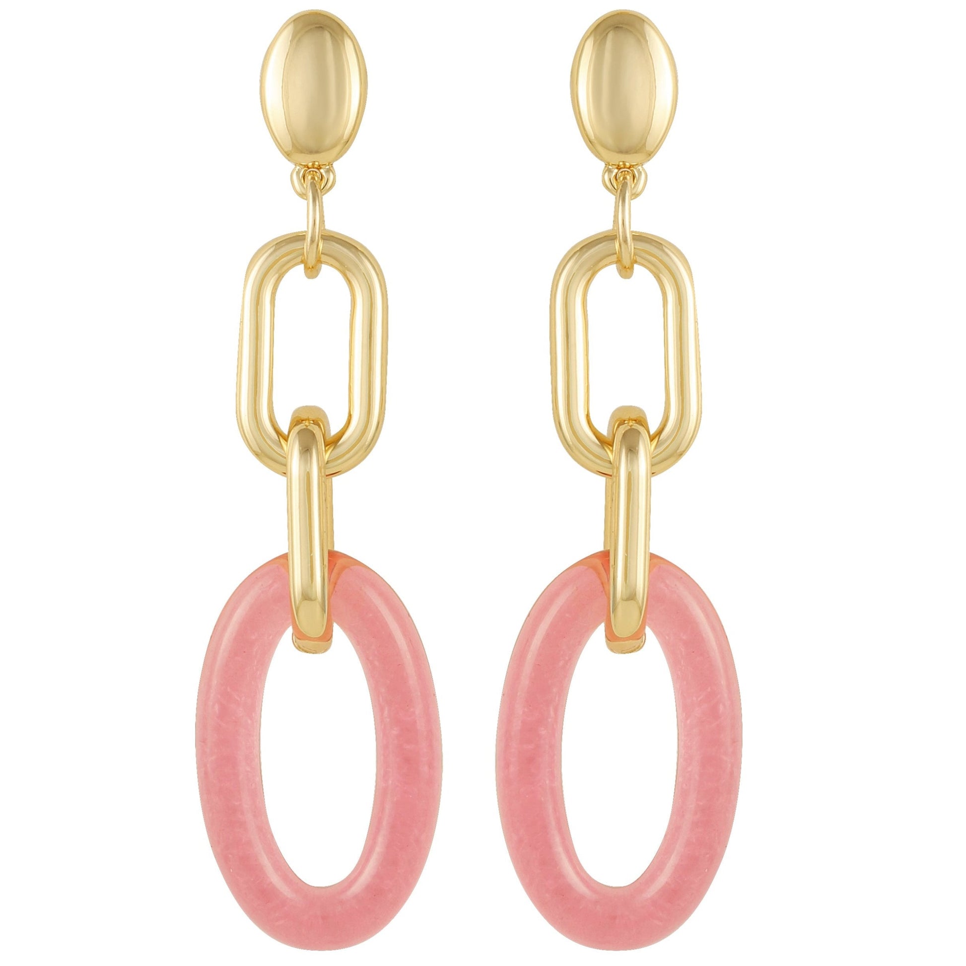 Vince Camuto Goldtone Pink Candy Interlocking Drop Earrings Gold Tone