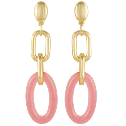Vince Camuto Goldtone Pink Candy Interlocking Drop Earrings Gold Tone