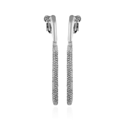 Vince Camuto Silvertone Glass Stone Linear Drop Clip On Earrings Silver Tone