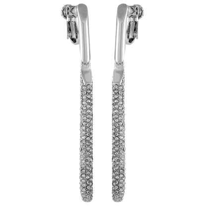 Vince Camuto Silvertone Glass Stone Linear Drop Clip On Earrings Silver Tone