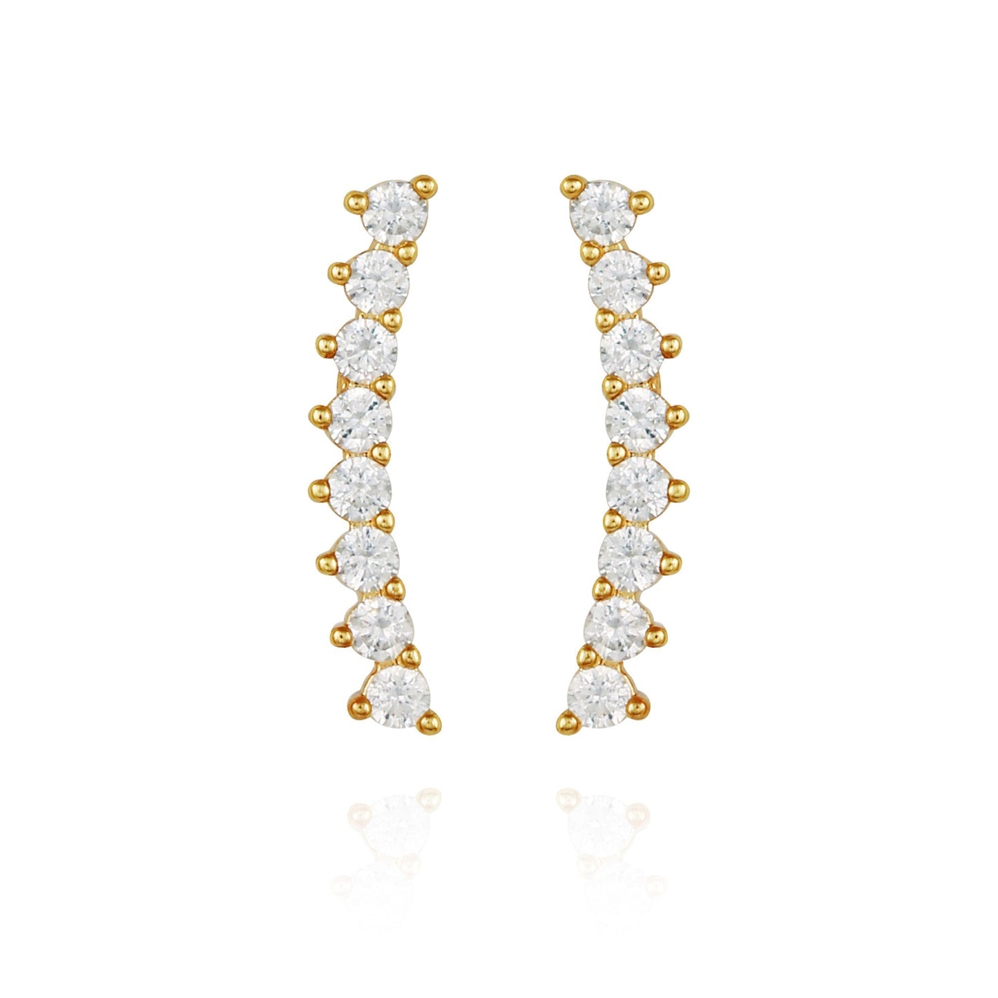 Vince Camuto Cubic Zirconia Climber Earrings Gold Tone
