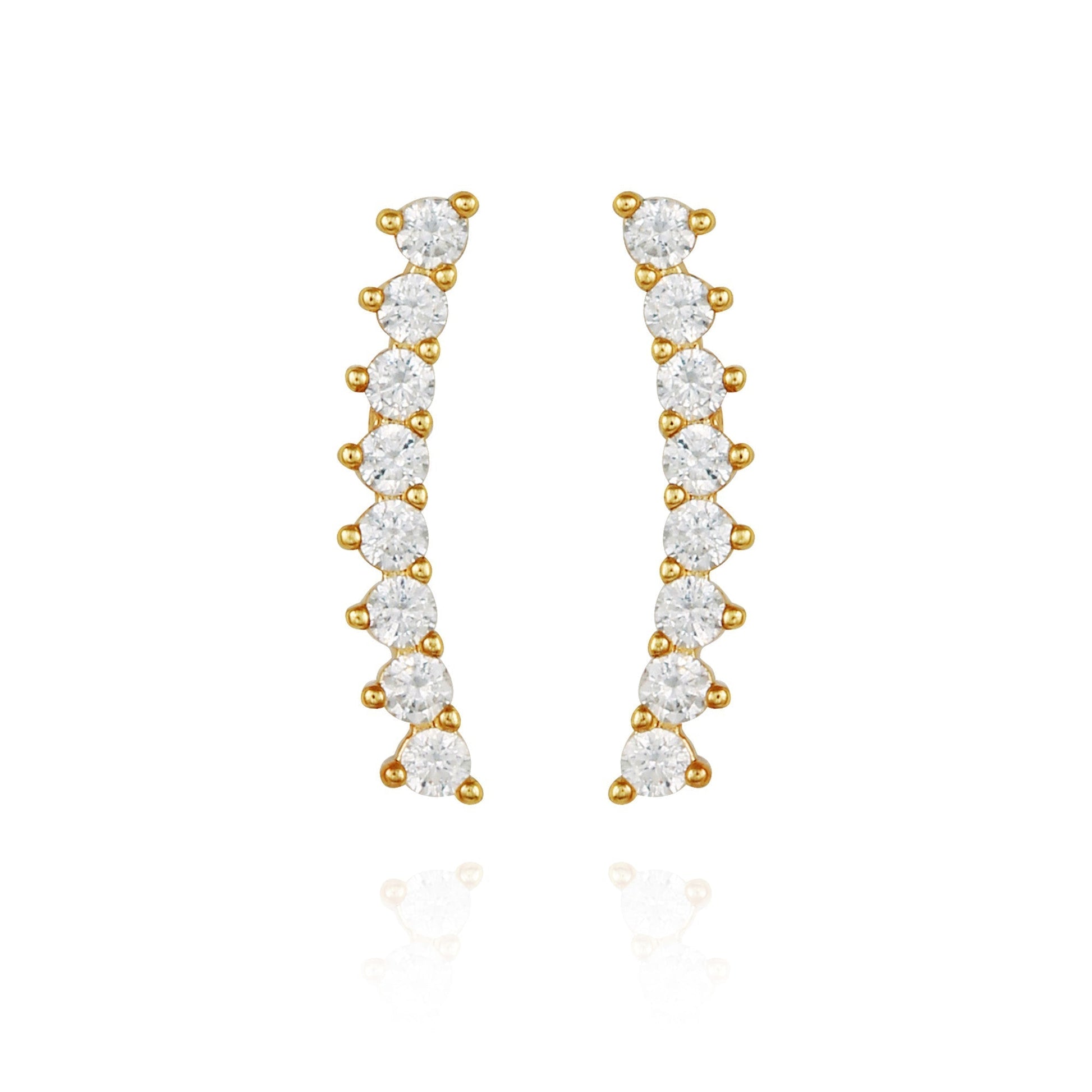 Vince Camuto Cubic Zirconia Climber Earrings Gold Tone