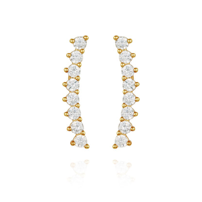 Vince Camuto Cubic Zirconia Climber Earrings Gold Tone