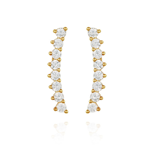 Vince Camuto Cubic Zirconia Climber Earrings Gold Tone
