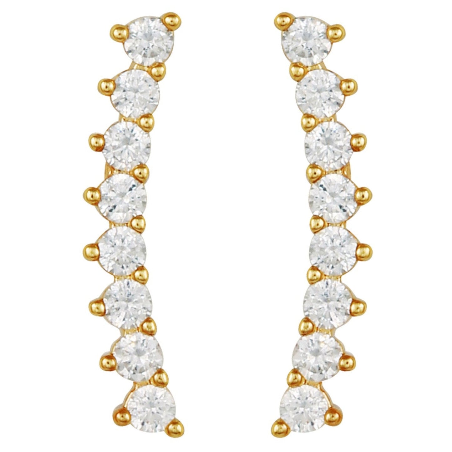 Vince Camuto Cubic Zirconia Climber Earrings Gold Tone