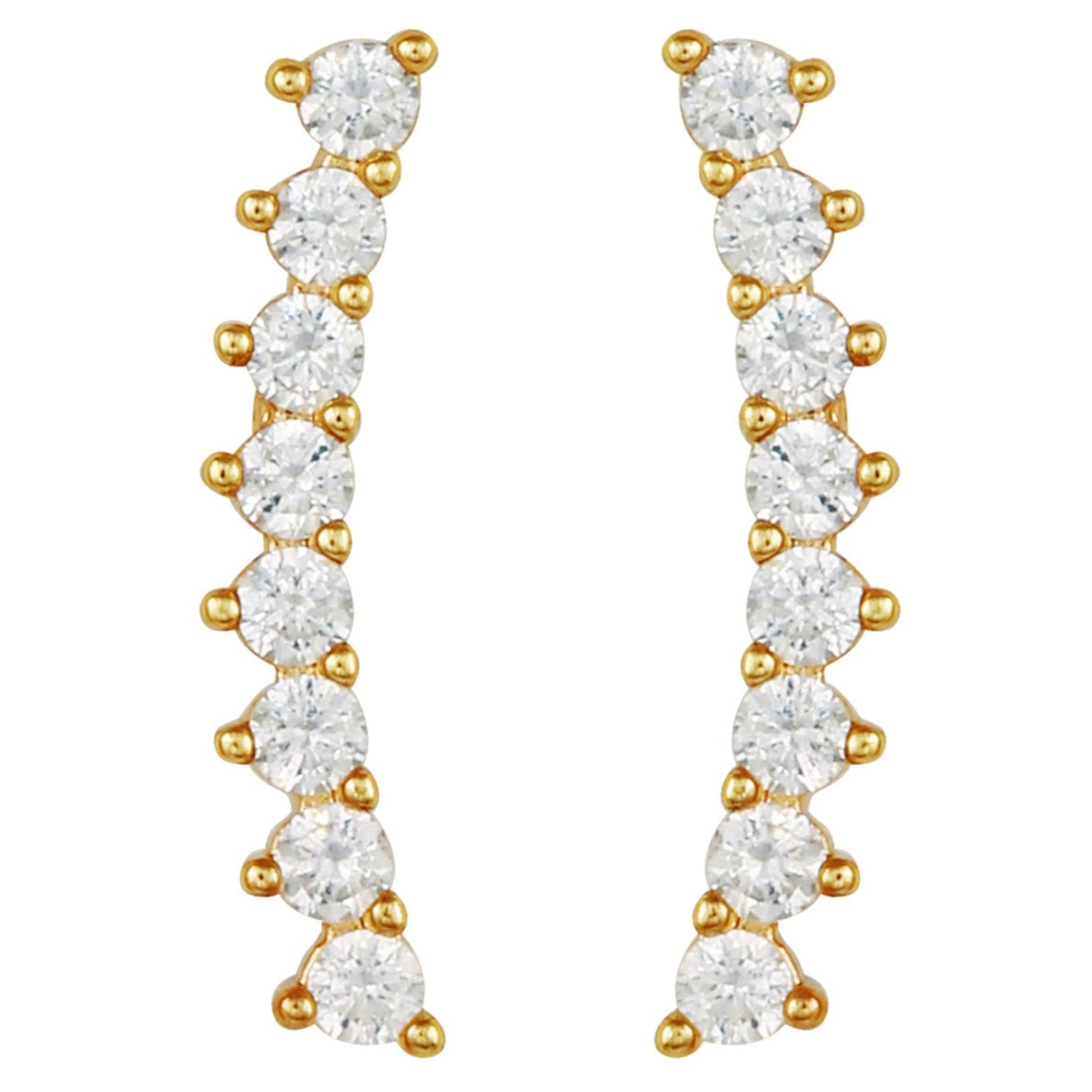 Vince Camuto Cubic Zirconia Climber Earrings Gold Tone