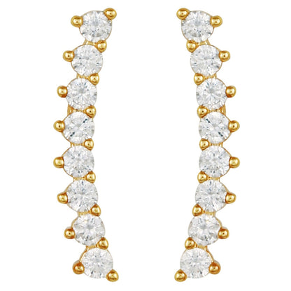 Vince Camuto Cubic Zirconia Climber Earrings Gold Tone