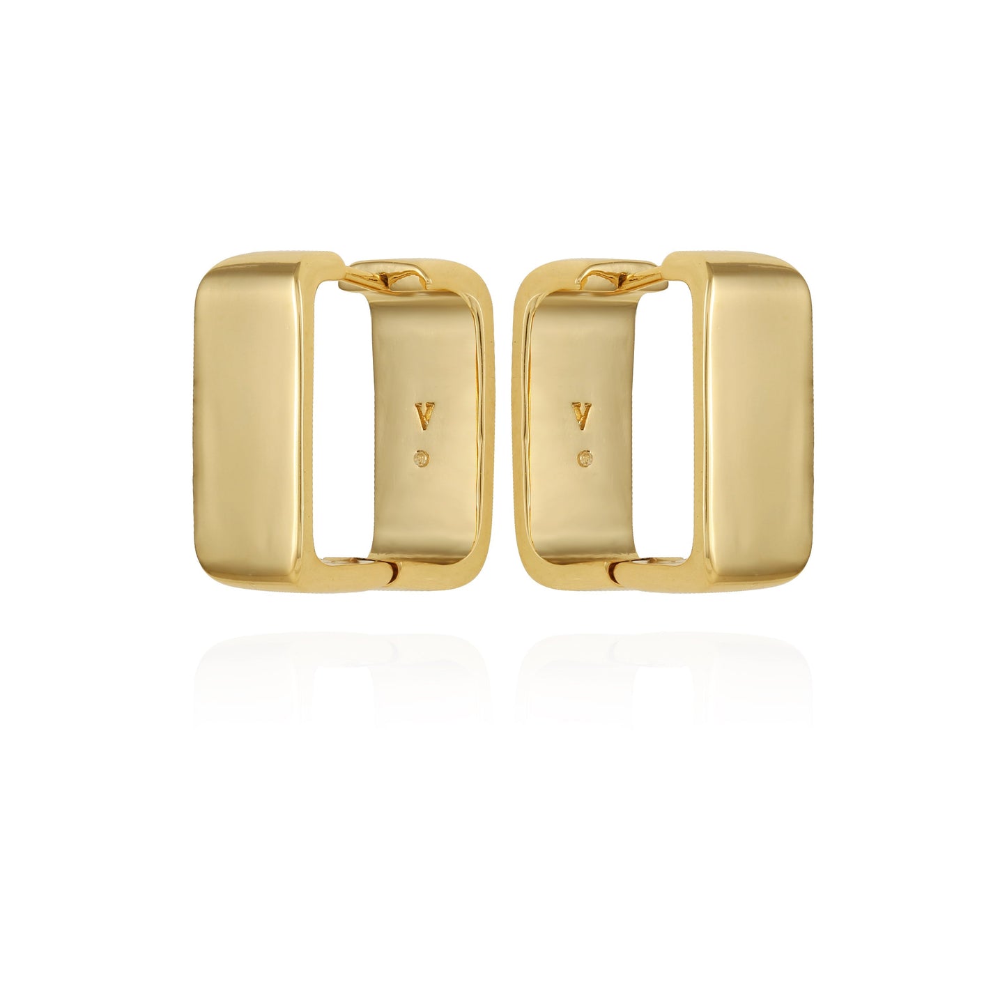 Vince Camuto Brass Rectangle Hoop Earrings Gold Tone