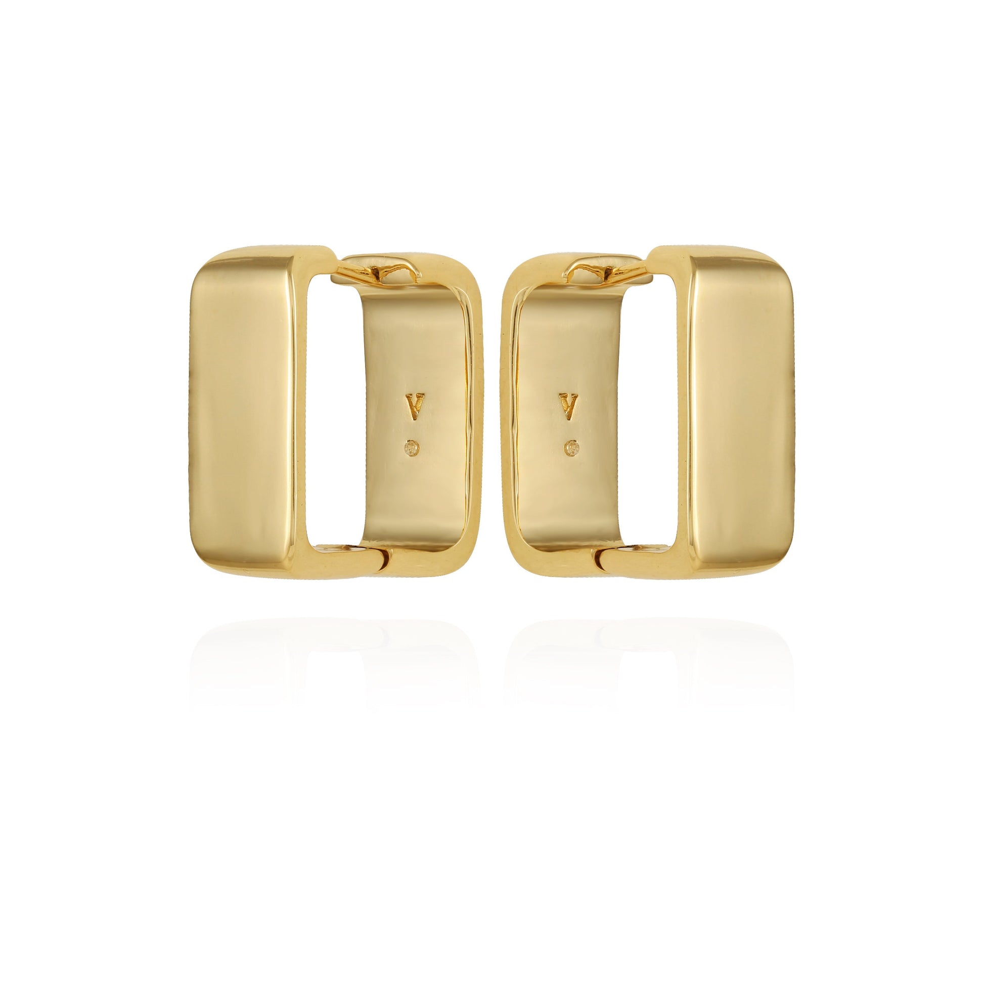 Vince Camuto Brass Rectangle Hoop Earrings Gold Tone