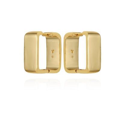 Vince Camuto Brass Rectangle Hoop Earrings Gold Tone