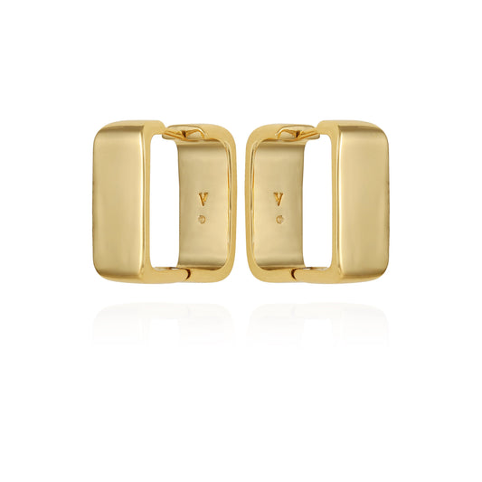 Vince Camuto Brass Rectangle Hoop Earrings Gold Tone