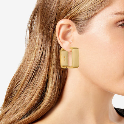 Vince Camuto Brass Rectangle Hoop Earrings Gold Tone